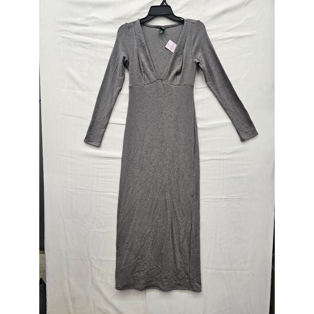 Wild Fable Womens V-Neck Maxi Dress Gray Polyester Blend Casual Size Small